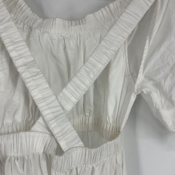 Free People Dress Size XS Womens White Midi Maxi Open Back Puff Sleeve Romantic - Picture 8 of 11